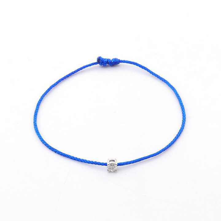 0.17 Ct Diamond Cord Bracelet 18K Gold Diamond String Bracelet Friendship Bracelet Hand Made Fine Jewelry for Friends