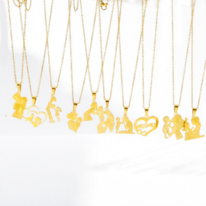Collier pendentif en acier inoxydable doré avec lettres d'amour en forme de cœur, cadeau <span class=keywords><strong>pour</strong></span> la fête des Mères et Thanksgiving, <span class=keywords><strong>pour</strong></span> femme et <span class=keywords><strong>maman</strong></span> - Product Image 1