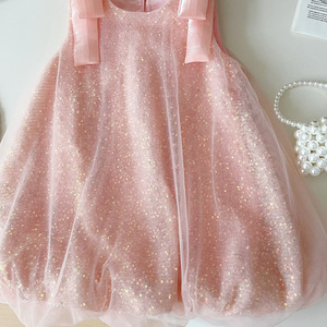 Abito Estivo 2026 per <span class=keywords><strong>Bambina</strong></span>, Senza Maniche, Stile Principessa, con <span class=keywords><strong>Paillettes</strong></span> e <span class=keywords><strong>Gonna</strong></span> in Rete Lavorata all'Uncinetto - Product Image 3