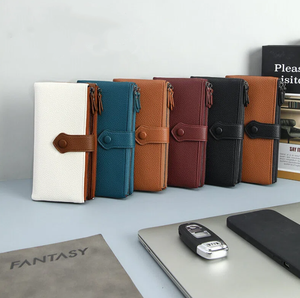 New Style Zipper RFID <b>Long</b> Wallet Buckle Multifunction Coin <b>Purse</b> Anti Magnetic Multi Color Wallet for Women - Product Image 1