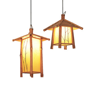 Lampe suspendue carrée en bambou japonais, Led E27, commande par interrupteur, pour salon de thé, restaurant, éclairage Zen, 40x37cm, 40x52cm - Product Image 5