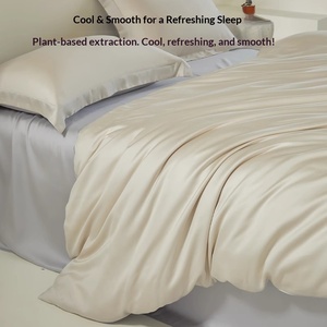 Juego de cuatro piezas de verano para madre e hijo, 100% seda, color liso, fresco y sedoso, para cama doble. - Product Image 3