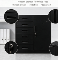 Armoire de rangement blanche TOP TOWER avec 6 tiroirs et 1 porte verrouillable, commode en acier pour la maison ou le bureau