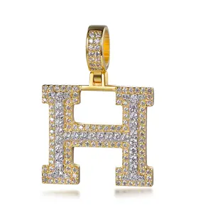 Mini A-Z elmas taç İlk harfler zincir kolye kolye erkekler kadınlar için altın zincir kübik Hip Hop Charm takı hediyeler