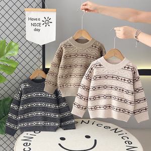 <span class=keywords><strong>Pull</strong></span> pour enfants Garçons Style coréen Hiver Acrylique Velours rembourré Col rond Anti-boulochage Rayé <span class=keywords><strong>Pull</strong></span> 4-10 ans Garçons - Product Image 5