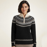 Pulls en tricot de luxe vintage pour femmes, pulls jacquard Fair Isle à demi-zip, vêtements décontractés pour revendeurs