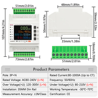 Medidor de Energía Trifásico Inteligente WiFi Tuya Bidireccional con 3 Abrazaderas CT, Protector de Sobretensión y Baja Tensión, Relé Interruptor EASEM