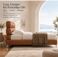 Cadre de lit rembourré moderne avec tête de lit douce et rembourrée, mobilier de chambre à coucher de luxe, lit plateforme en tissu pour la maison, l'hôtel, l'appartement