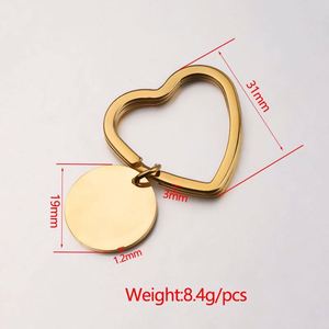 Heart <b>Ring</b> Round Disc Blank Keychain Mirror Polished Stainless Steel Personalize Custom Logo Laser Engrave Charm Metal <b>Key</b> Chain - Product Image 6