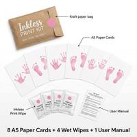 Kit d'empreintes de mains et de pattes pour bébés et animaux de compagnie, sans encre, écologique, avec cadre miroir et logo personnalisé, pour la liste de naissance