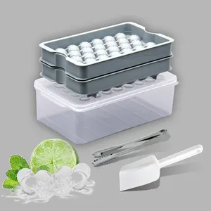 Meilleure vente mini boule de glace sans BPA plateau à boules de glace 32 cavités machines à glaçons en plastique avec récipient de stockage