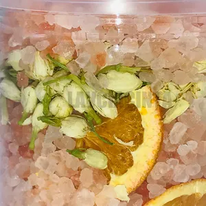 Fruchtige Himalaya-Badesalze Kräuter kristall Natürliche Orange Jasmin Bitter salz Salz aus dem Toten Meer Plastik glas Fuß einweichen