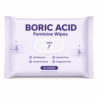 Lingettes intimes à l'acide borique, formule douce équilibrée au pH, sans alcool, sans parfum, lingettes d'hygiène intime, 10 unités, usage quotidien