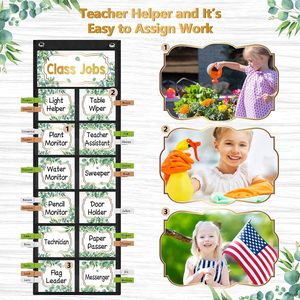 Eucalyptus Class Jobs Pocket Chart With Cards <b>Clips</b> And Hooks For Classroom Helpers Teacher Organization - Product Image 6