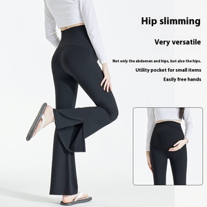 Micro-Flare Outwear pour début de <span class=keywords><strong>grossesse</strong></span> Printemps et automne Motif requin Pantalon de yoga solide taille moyenne Leggings de maternité - Product Image 3