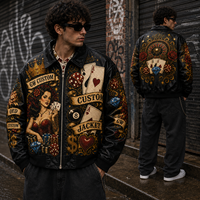 Blouson Bomber Y2K Personnalisé Imprimé Intégral pour Homme, en Satin avec Strass, Fermeture Éclair Intégrale, Col Rabattu, Style Streetwear, Fournisseur OEM