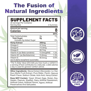 OEM ODM hemptotalmente ad alta potenza Gummies di olio di canapa vegano 200mg di zucchero Zero Omega <span class=keywords><strong>3</strong></span> <span class=keywords><strong>6</strong></span> <span class=keywords><strong>9</strong></span> vitamina E B1 dosaggio caramelle gommose per adulti - Product Image 3
