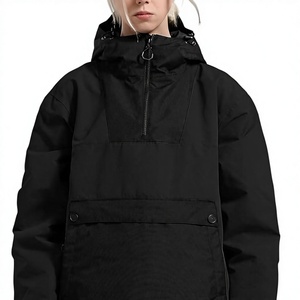 Chaqueta Acolchada Unisex Negra con Capucha, Media Cremallera, Impermeable, Casual, de Invierno, con Relleno de Poliéster, Corte Regular - Product Image 3