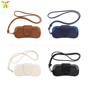 YY expédition rapide étui à lunettes de soleil en cuir PU sacs organisateur de lunettes de soleil souples avec sangle collier porte-lunettes détachable - Product Image 5