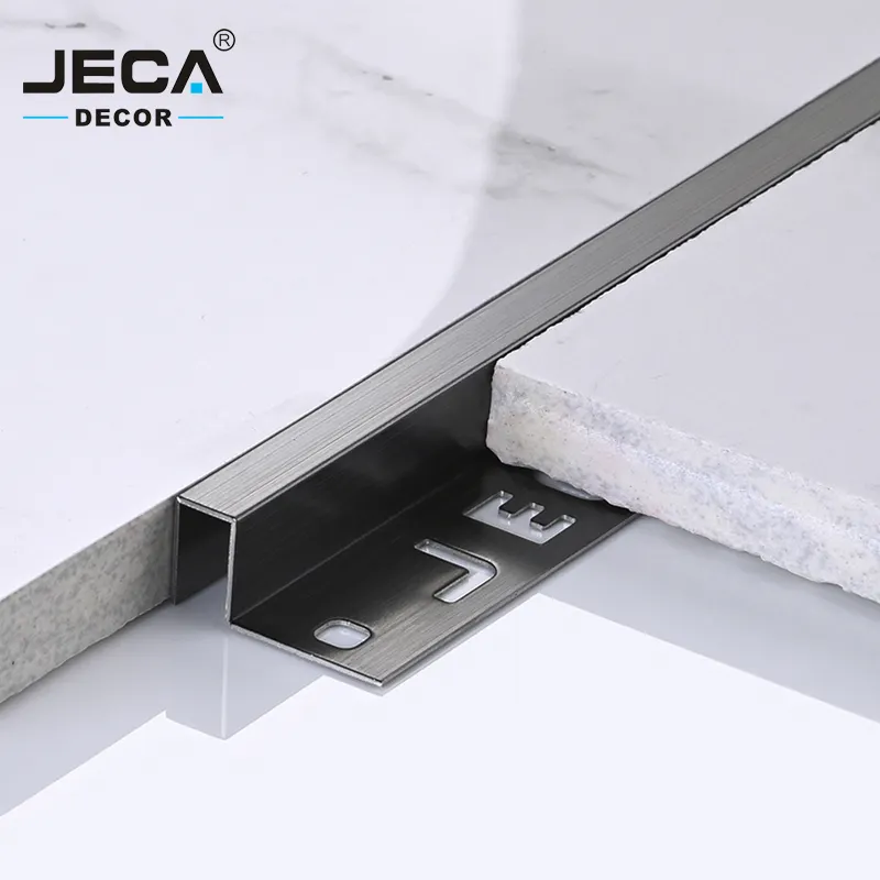 Foshan JECA Offre spéciale Garniture de carreaux métalliques en acier inoxydable Coins Profils de bordure de carreaux pour carrelage mural Bande de finition pour sol