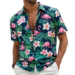 Chemise hawaïenne personnalisée pour homme, manches courtes, boutonnée, motif floral palmier, chemise de plage - Product Image 5