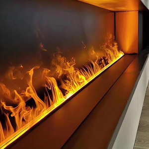 <span class=keywords><strong>Chimeneas</strong></span> eléctricas LED de doble línea modernas, chimenea de vapor de agua con inserto de acero de estilo lineal para interiores sin efecto - Product Image 3