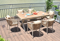 Ensemble de salle à manger en aluminium moderne et durable, pliable, 6 places, pour jardin et cour extérieurs, style hôtel