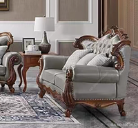 Ensemble de canapés modulaires de style villa américaine simplifiée, en cuir pleine fleur, finition brillante huilée-cire, pour salon, avec fonction massage
