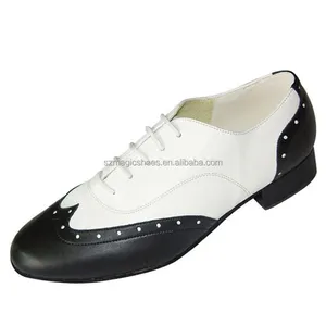 Sepatu Dansa Ballroom Kulit Microfiber Warna Kustom Pria 2.5CM
