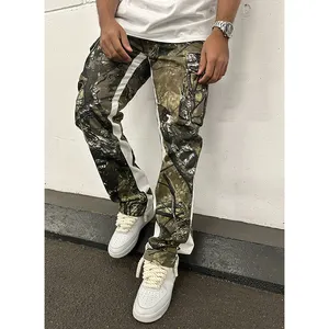 Custom Blank Oversized Flared Sweatpants Casual Cotton Colorblocked Wide Leg Flare Mens Jogger Sweat Pants