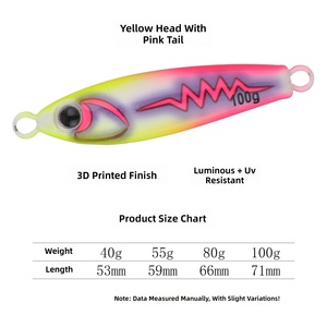 Leurres en fer pour la pêche en eau salée, jigs UV-Glow pour la pêche en bateau, appâts artificiels durs pour le maquereau espagnol, 40g 55g 80g 100g - Product Image 5
