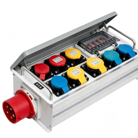 Boîtier de Prise Industrielle Extérieur Étanche IP67 en ABS, 32A, 6 Prises, Disjoncteur, Tension Universelle 110V-480V, Temporaire, Industriel