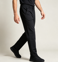Pantalon en sergé noir pour homme, coupe droite, taille élastique, passants de ceinture, poches obliques, décontracté, marque privée, vente en gros