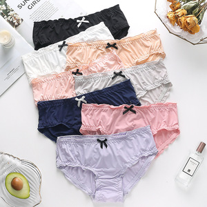 Pasokan Pabrik Grosir Wanita Pakaian Dalam Sutra Es Celana Dalam Anak Perempuan Lucu Ruffle Lembut Kualitas Tinggi Celana Dalam Mulus - Product Image 3