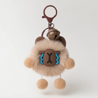 Porte-clés Monstre en Peluche Adorable avec Clochette, Breloque de Sac en Fausse Fourrure Douce pour Femme, Pendentif Jouet en Peluche Mignon, Décoration de Sac ou de Voiture