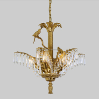 Luxe Antique Cuivre Rétro Français Laiton Vintage Hôtel Lobby Pendentif Lumière Duplex Villa Cristal Feuille De Palmier Branche D'arbre Lustre