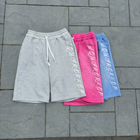 Shorts de survêtement personnalisés OEM Squirorkop pour hommes, en strass, épais, rose délavé, effet usé, bords bruts