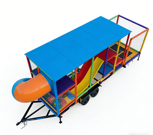 Remorque <span class=keywords><strong>de</strong></span> terrain <span class=keywords><strong>de</strong></span> jeu mobile personnalisée avec zone trampoline, équipement <span class=keywords><strong>de</strong></span> jeu intérieur souple, château gonflable portable pour location <span class=keywords><strong>de</strong></span> fêtes d'enfants - Product Image 1