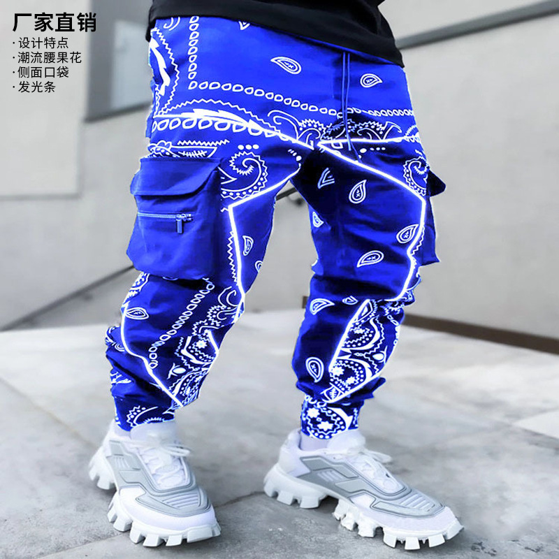 S-5XL Quần Dây Rút Thời Trang Dạo Phố Quần Thể Thao Cotton Rộng Thoáng Khí Quần Jogger In Họa Tiết Paisley Cho Nam