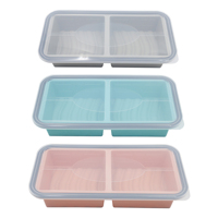 Boîte à lunch en silicone à 2/3/4 compartiments avec couvercle, compatible micro-ondes et congélateur, pour la préparation des repas, les restes et la nourriture pour bébé, gris