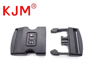 KJM Wholesale Custom Logo Adjustable Luggage Belt Strap With Combination Lock Side Release Buckle