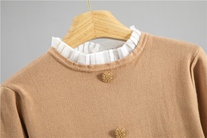 Nuevo Vestido Midi de Punto con Bloques de Color en Contraste, Cuello Alto y Manga Larga de Poliéster, Elegante, Estilizador y de Secado Rápido para Otoño - Product Image 4