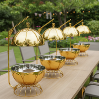 Chauffe-Plat ORIX de Luxe en Acier Inoxydable Plaqué Or 8L, Couvercle Suspendu, Design Moderne pour Buffet Commercial