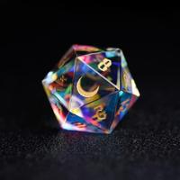 2024 Set dadu DnD kaca permata chroic prismatik murni untuk dugeon dan naga bermain peran game MTG pernikahan hadiah GM