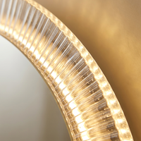 Miroir de salle de bain LED rond à prix d'usine, cadre rayé en acrylique, interrupteur tactile, rétroéclairé, mural, pour maquillage – Offre Spéciale