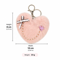 Porte-clés cœur en fausse fourrure de vison moelleuse, breloque pompon doux et mignon, pour sac, clés de voiture, sac à main, cadeau