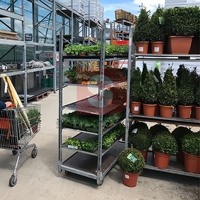 Chariot de serre demi-plateforme à 4 roues pour plantes et fleurs, modèle néerlandais CC, vente en gros OEM, usine Hanak