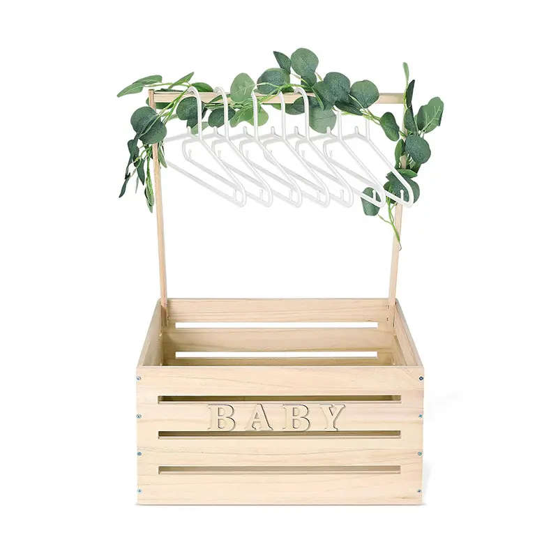 Chunlei OEM Placard en bois pour caisse de douche de bébé, panier pour bébé avec poignée et guirlande