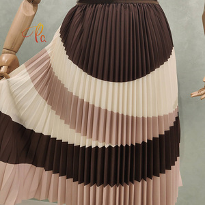 Thời trang mới Polyester dệt màu khối sọc in Voan Xếp Li vải cho cao cấp Phụ Nữ Ăn mặc - Product Image 6