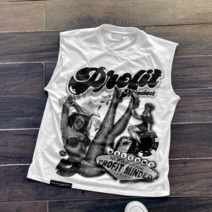 Camisetas sin Mangas para Hombre, 100% Algodón, Cuello Redondo, Impresión de Serigrafía con Logotipo Personalizado del Fabricante - Product Image 3